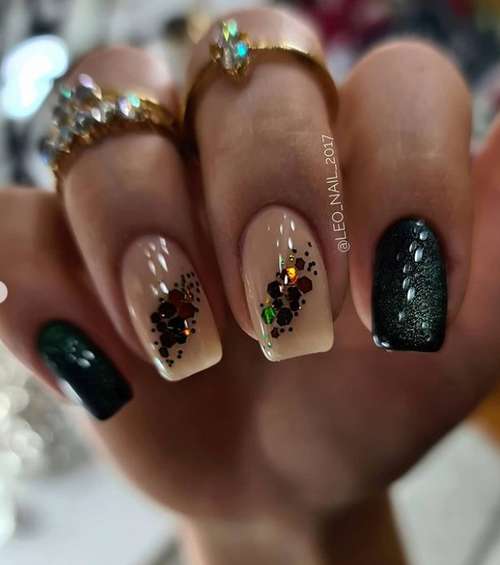 Dark green manicure 2021-2022: ideas, design, photos