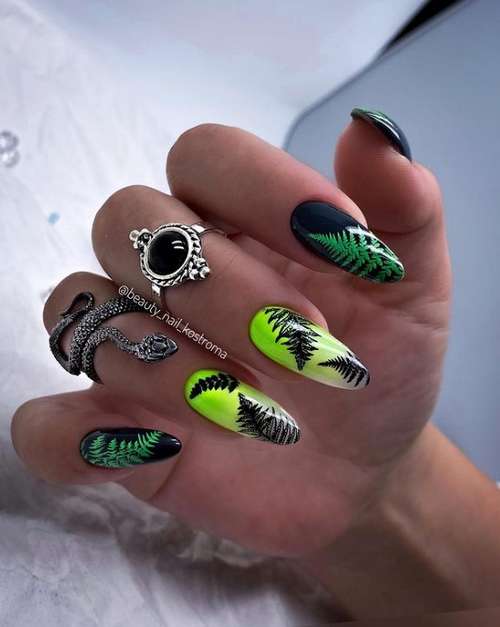 Dark green manicure 2021-2022: ideas, design, photos