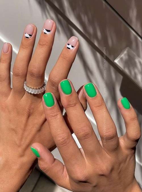 Green palette in manicure