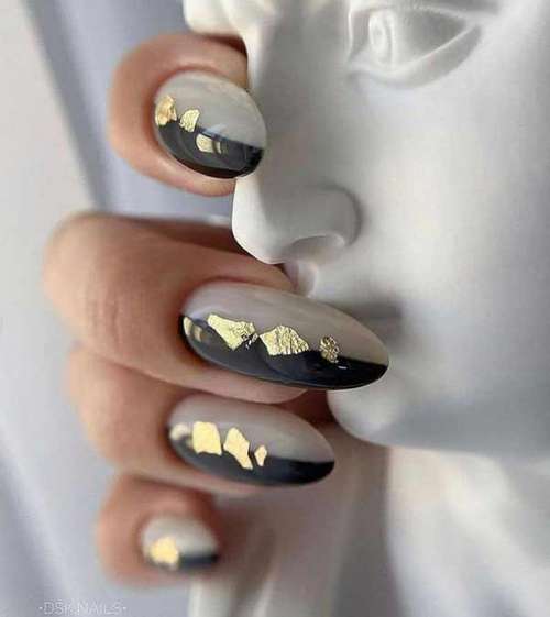 Black and gold manicure 2021-2022: new design photos