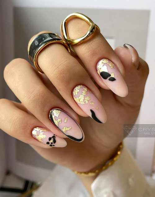 Black and gold manicure 2021-2022: new design photos