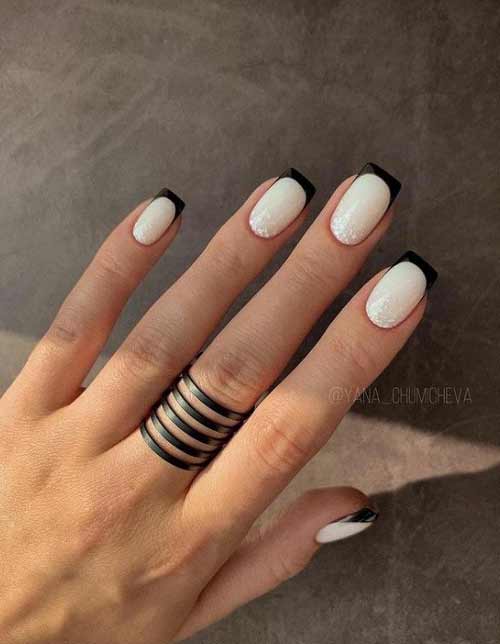 Black and gold French manicure