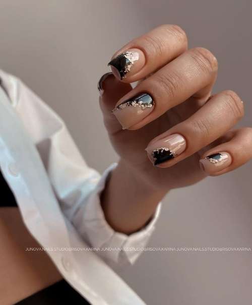 Black and gold manicure 2021-2022: new design photos