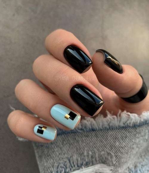 Black and gold manicure 2021-2022: new design photos