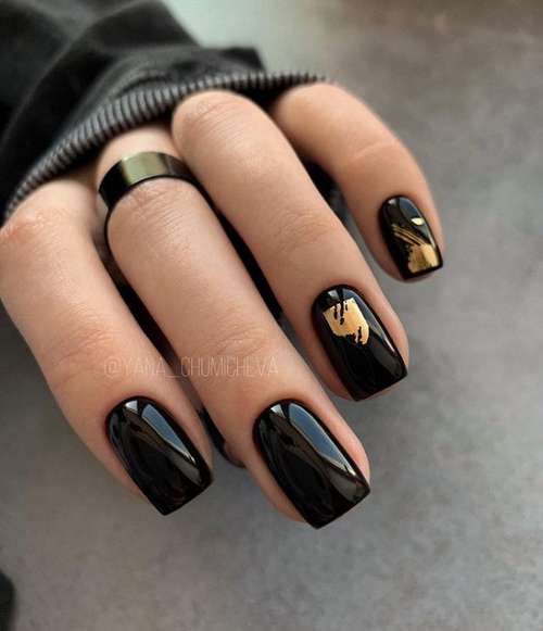 Black and gold manicure 2021-2022: new design photos