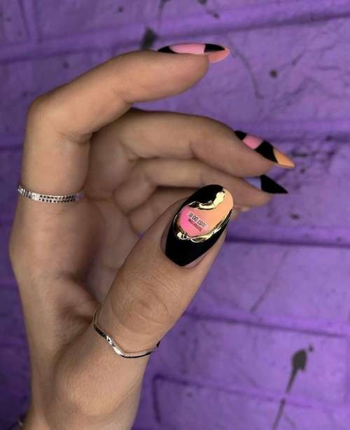 Black and gold manicure 2021-2022: new design photos