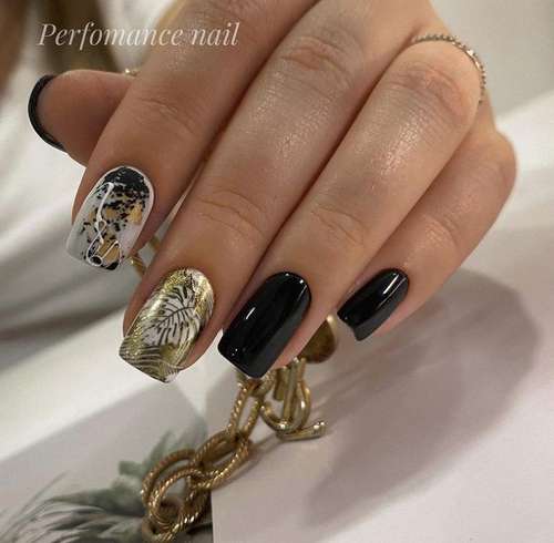 Black and gold manicure 2021-2022: new design photos