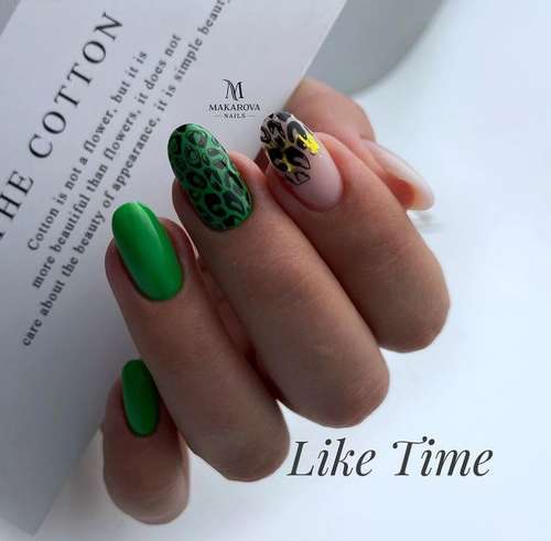 Black and green manicure