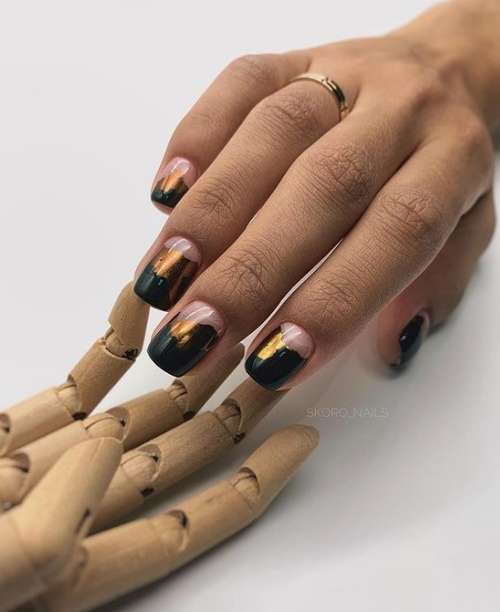 Black and gold manicure 2021-2022: new design photos