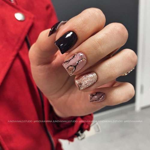 Black and gold manicure 2021-2022: new design photos