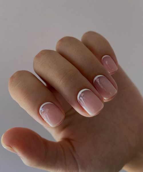 Reverse French short nails square