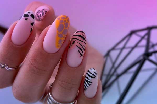 Fashionable manicure with animal print