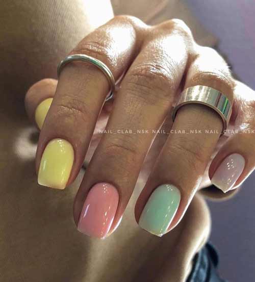 Colored bases in manicure for short nails