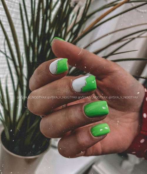 Ongles courts manucure verte