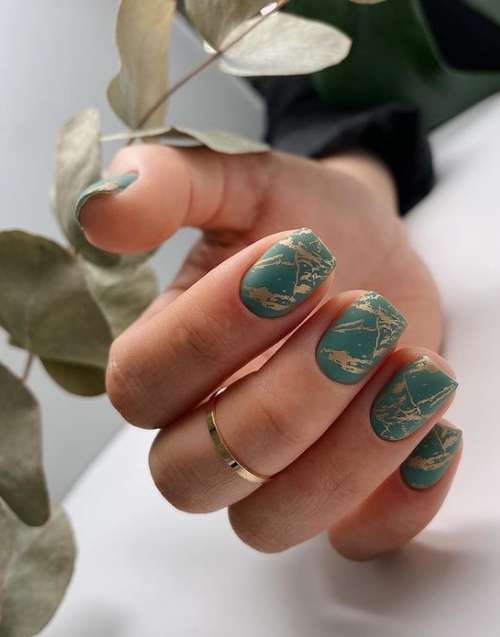 Matte short manicure autumn