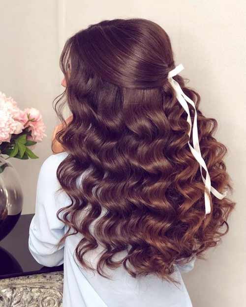 Curls with white ribbon