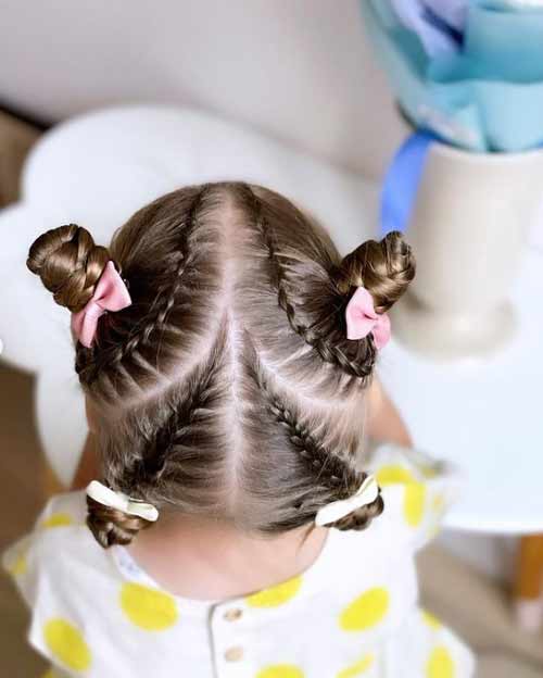 Simple September 1st hairstyle with little bows