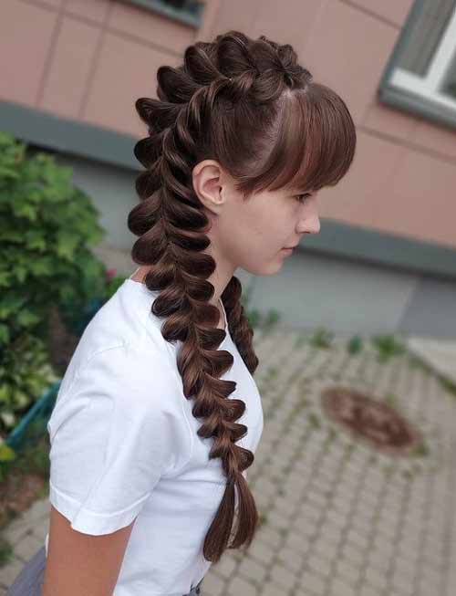 Hairstyle with braids and bangs on September 1