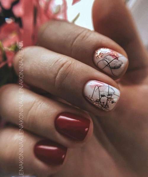 Red manicure with foil: beautiful design, photo, new items