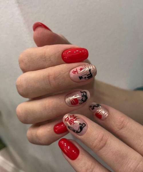 Red manicure with foil: beautiful design, photo, new items