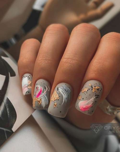 Colored brush strokes manicure