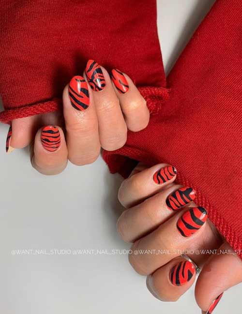 Manicure zebra red