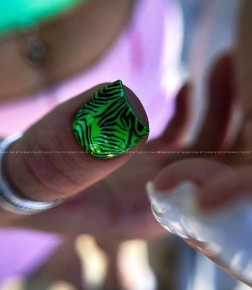 Green manicure zebra