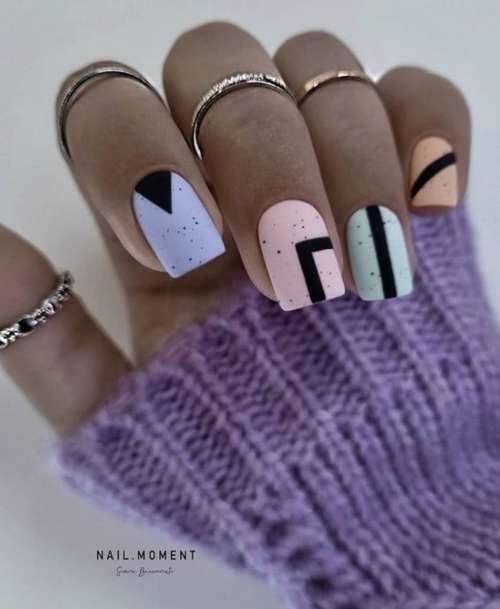 Multicolored nail design autumn