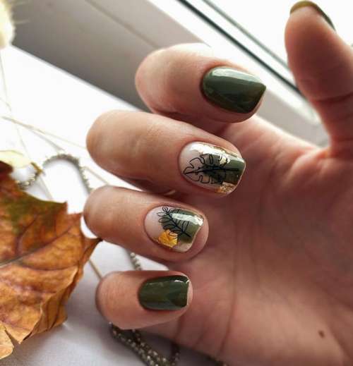 Nails with autumn leaves