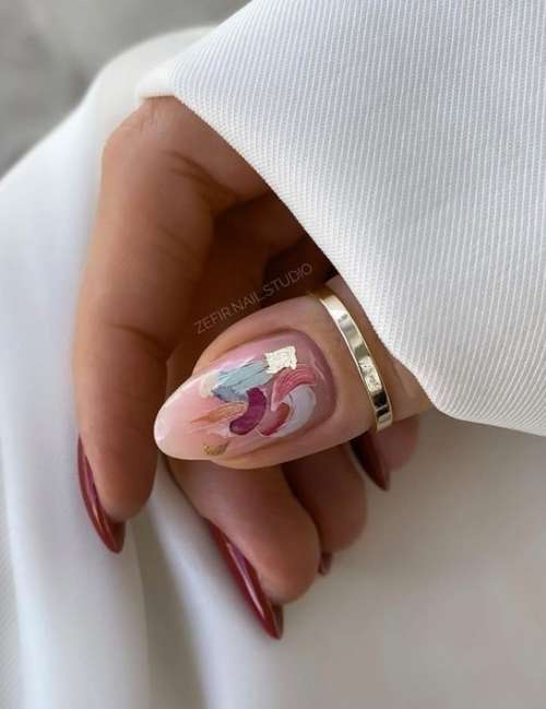 Abstraction autumn nail design