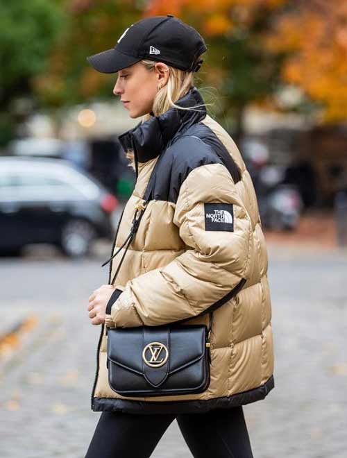 Down jacket with a high collar