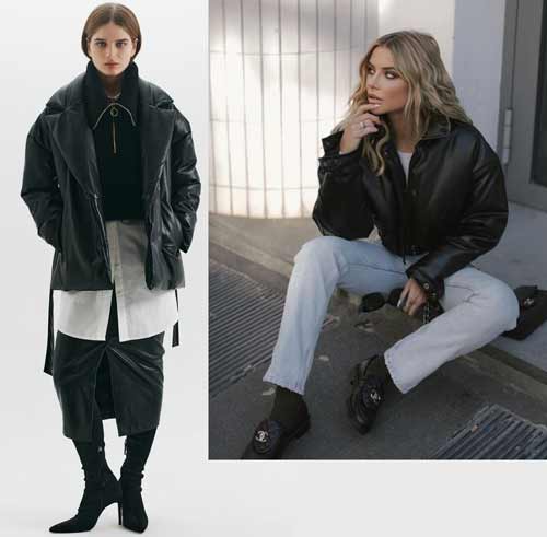 Oversized leather down jackets