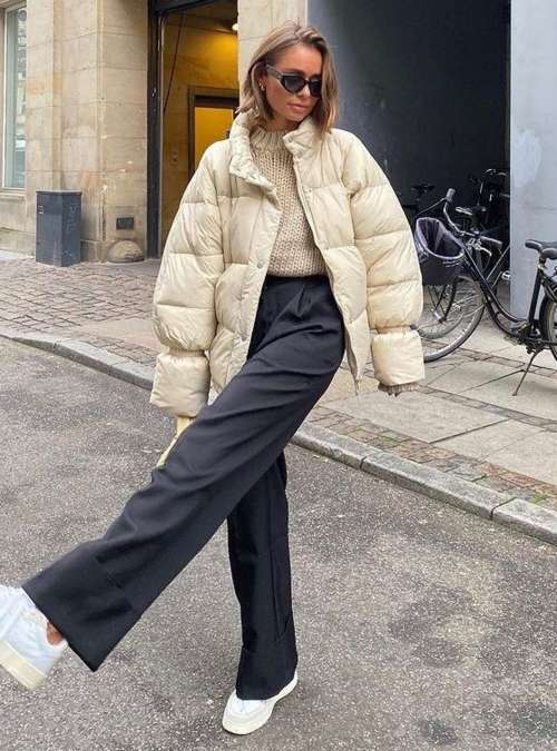 Oversized down jackets: trends in 2022, photos with what to wear