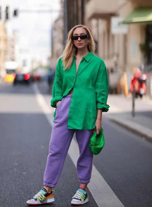 Fashionable green shirt oversized style