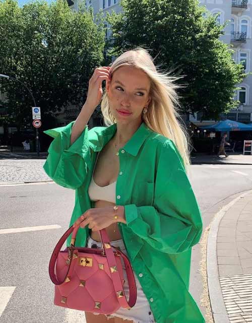 How to wear a women's green shirt