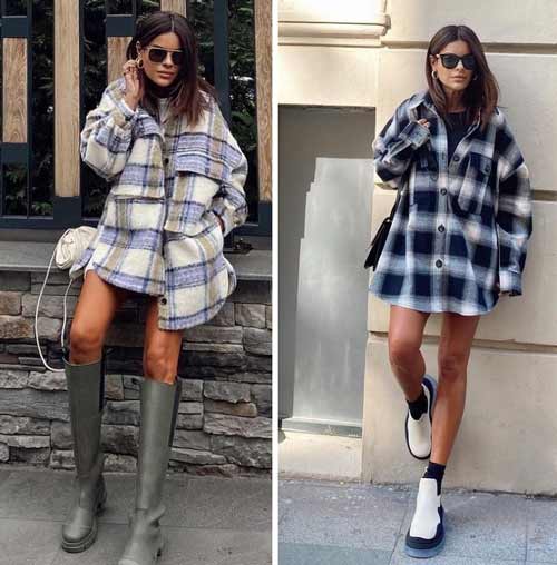 Fashionable oversized plaid shirts