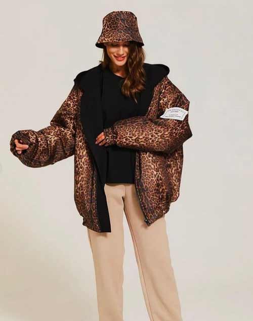 Down jacket leopard print