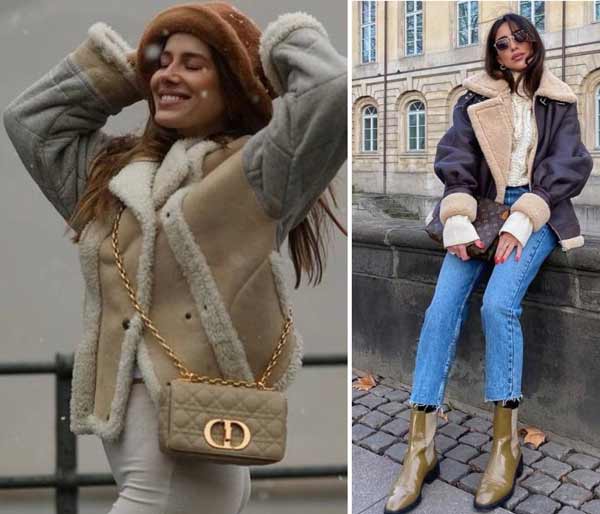 Looks with a sheepskin coat