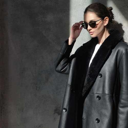 Long sheepskin coat