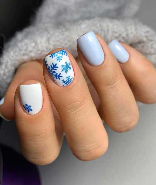 Flocons de neige sur les ongles