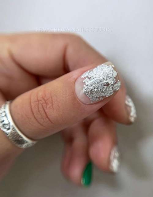 New Year's manicure with foil