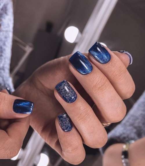 Blue New Year's manicure