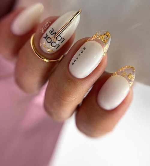 New Year's manicure with gold photo