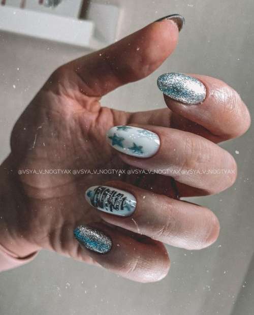 New Year's nail art on nails