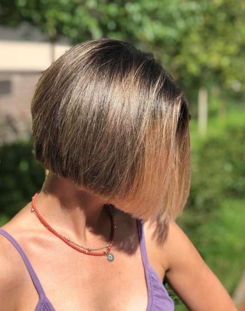 Short female bob haircut