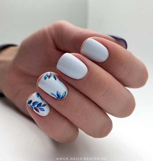 White manicure with a pattern