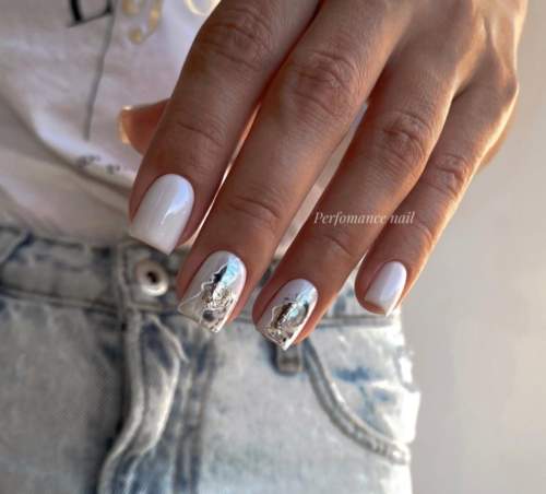 White manicure for short nails: new design 2022, photo