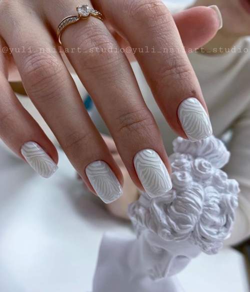 White stamping manicure