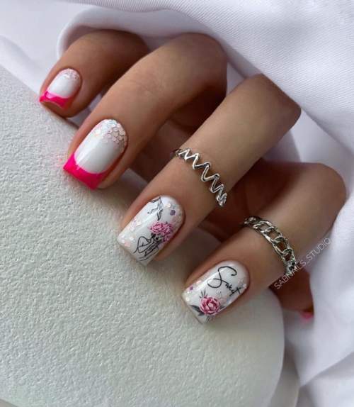 White square manicure