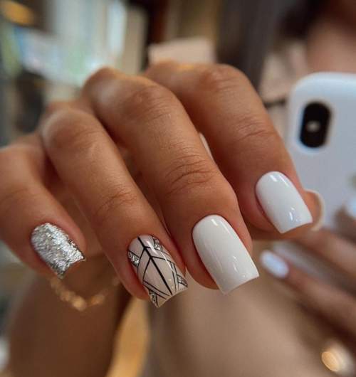 White manicure for short nails: new design 2022, photo